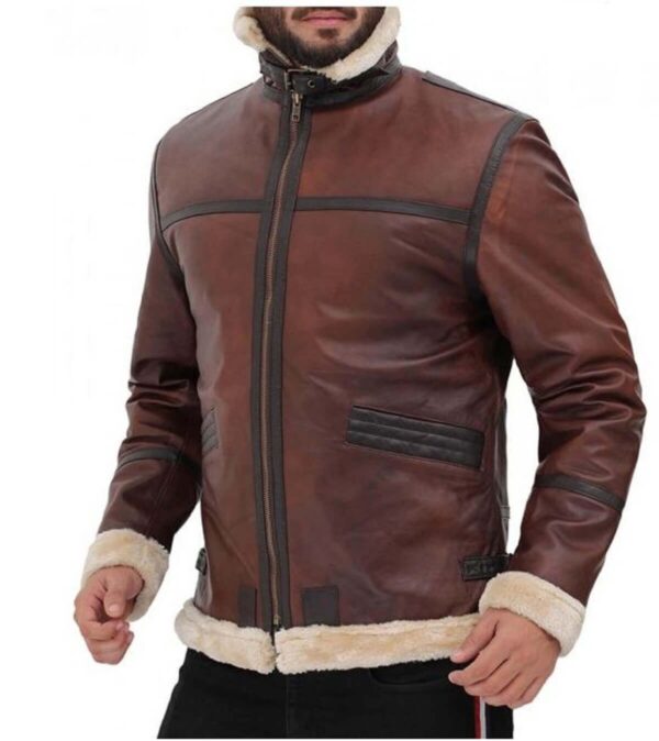 Solid Bomber Brown leather Jacket