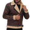 Brown Shearling Fur Collar Jacket