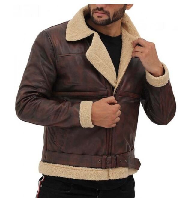 Brown Shearling Fur Collar Jacket