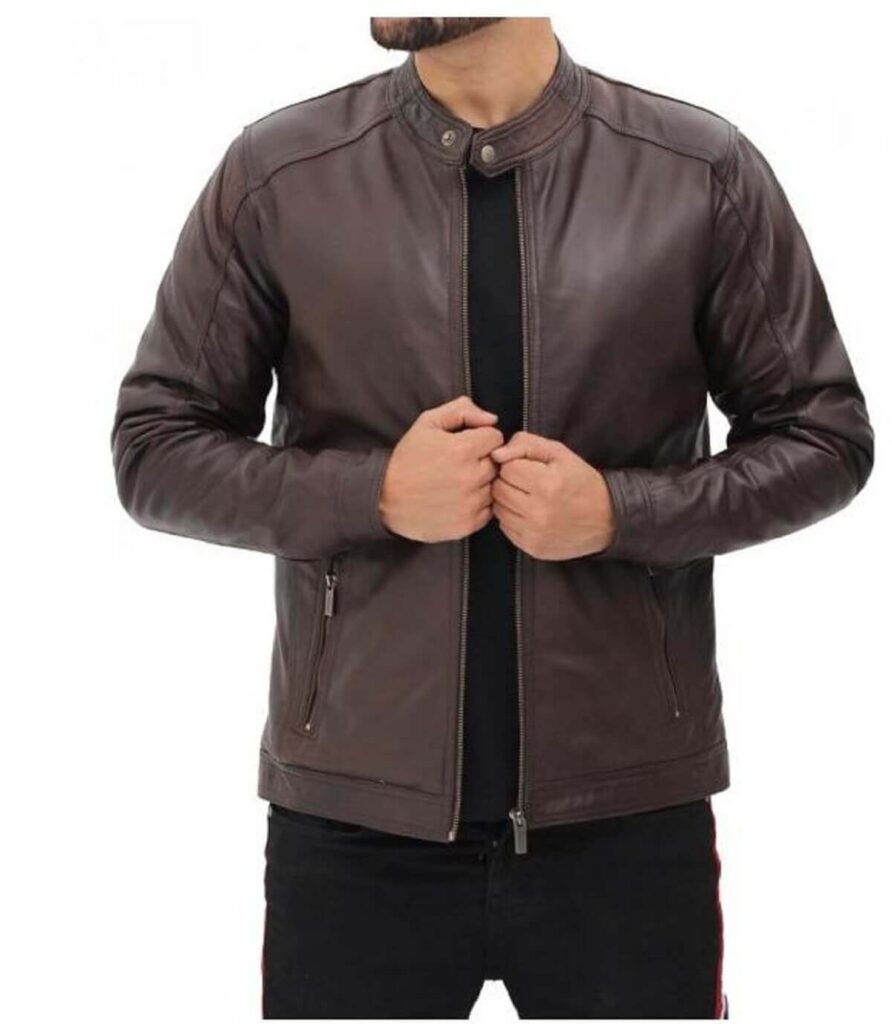 Cafe Racer Brown Leather Jacket For Bikers