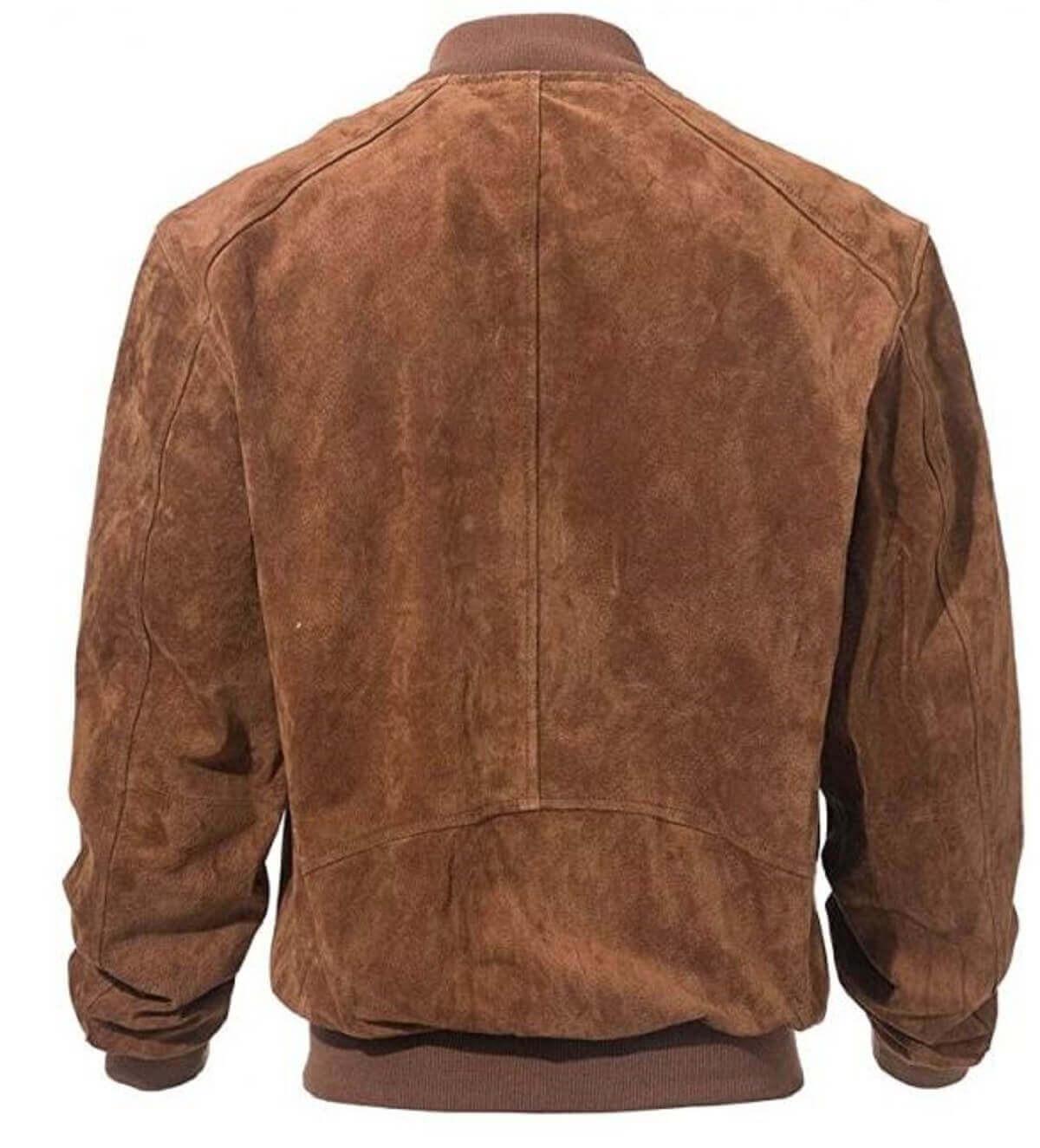 Dark Brown Suede Leather Bomber Jacket Mens 