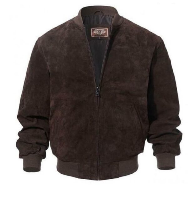 Men's Suede Leather Bomber Jacket