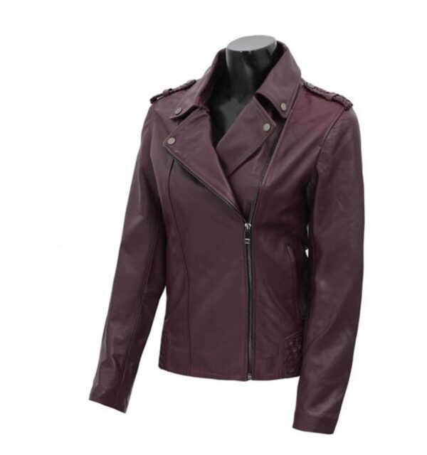 Purple Biker zipper Leather Jacket for Women's