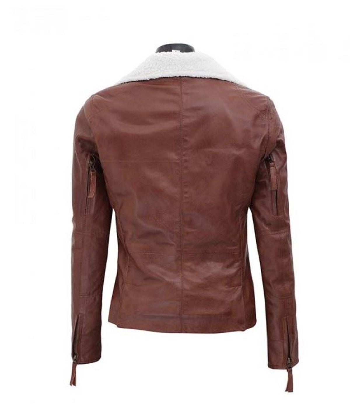 Women’s Waxed Leather Jacket - Fur Collar Jacket