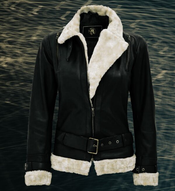 Women’s Black Fur Leather Jacket