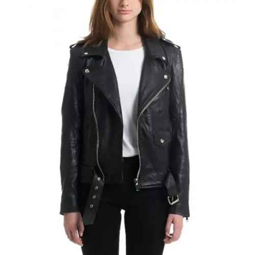 Naomi Ackie Black leather Jacket For Women's