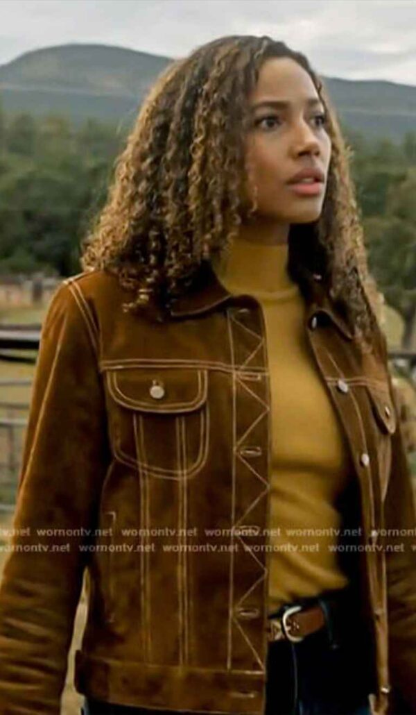Kylie Bunbury Brown suede leather Jacket for womens