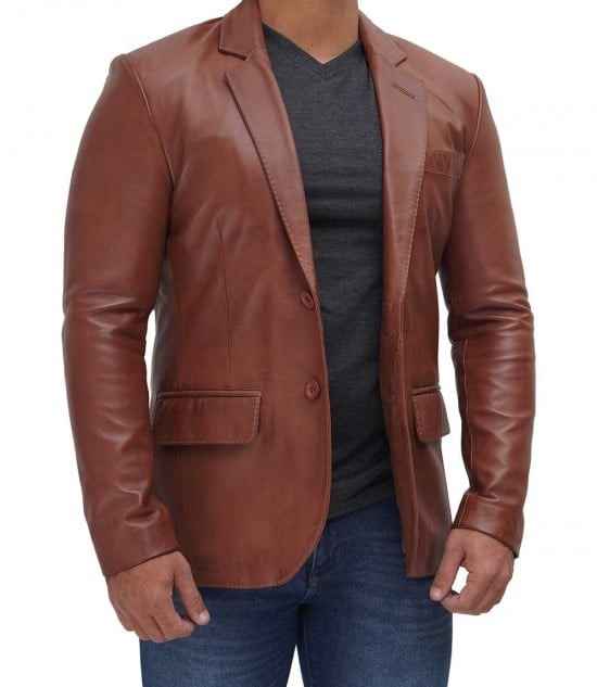Men's Brown Leather blazer