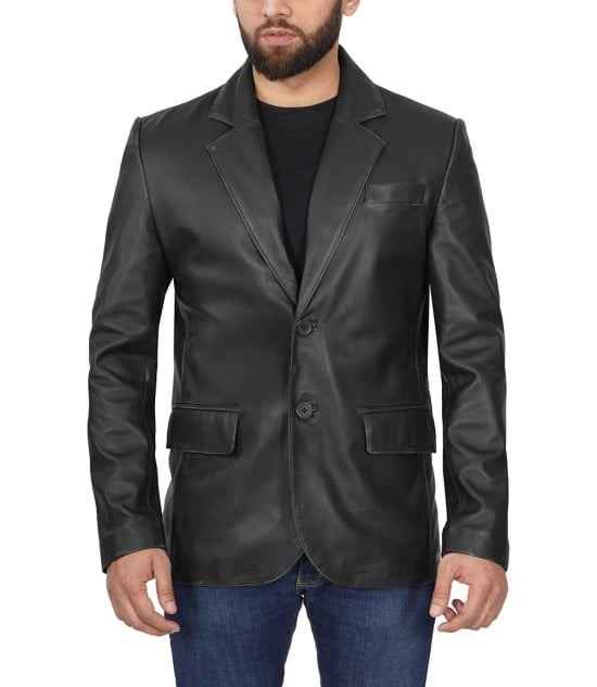 Men's Black blazer leather jacket